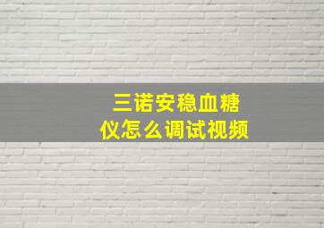 三诺安稳血糖仪怎么调试视频