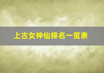 上古女神仙排名一览表