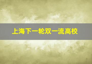 上海下一轮双一流高校