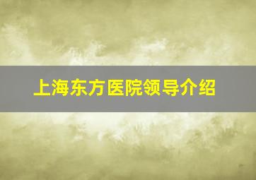 上海东方医院领导介绍