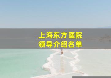 上海东方医院领导介绍名单