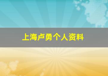 上海卢勇个人资料