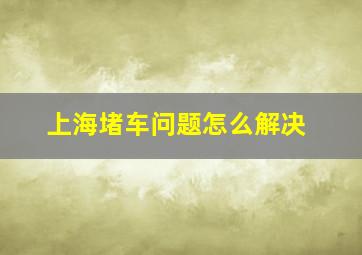 上海堵车问题怎么解决