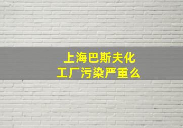 上海巴斯夫化工厂污染严重么