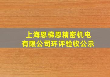 上海恩梯恩精密机电有限公司环评验收公示