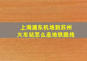 上海浦东机场到苏州火车站怎么走地铁路线