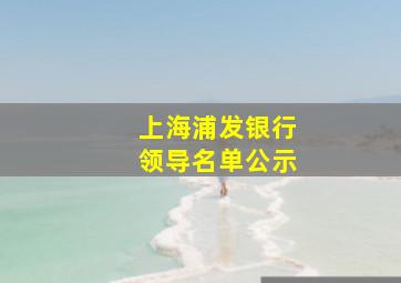 上海浦发银行领导名单公示