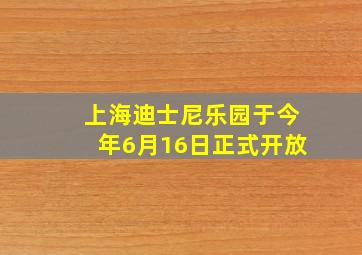 上海迪士尼乐园于今年6月16日正式开放