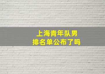 上海青年队男排名单公布了吗