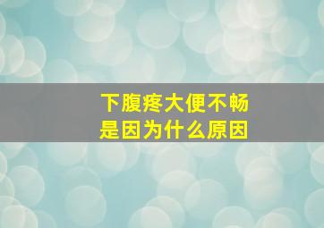 下腹疼大便不畅是因为什么原因