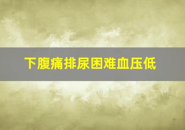 下腹痛排尿困难血压低