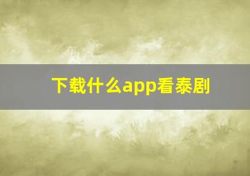 下载什么app看泰剧