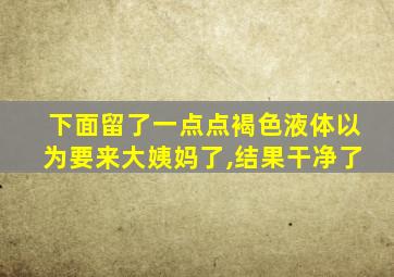 下面留了一点点褐色液体以为要来大姨妈了,结果干净了