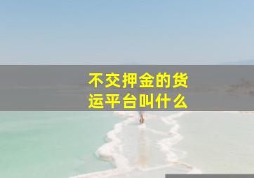 不交押金的货运平台叫什么