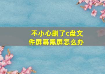 不小心删了c盘文件屏幕黑屏怎么办