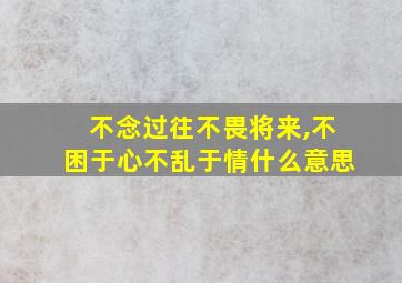 不念过往不畏将来,不困于心不乱于情什么意思