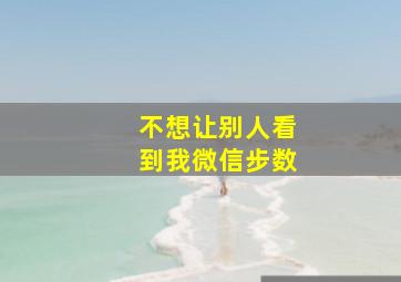 不想让别人看到我微信步数