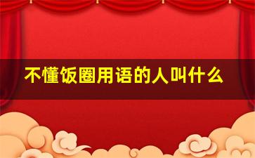 不懂饭圈用语的人叫什么