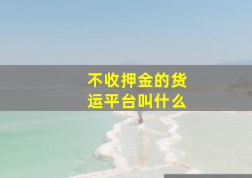 不收押金的货运平台叫什么