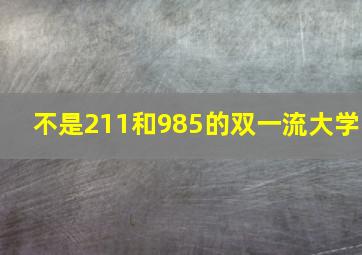 不是211和985的双一流大学