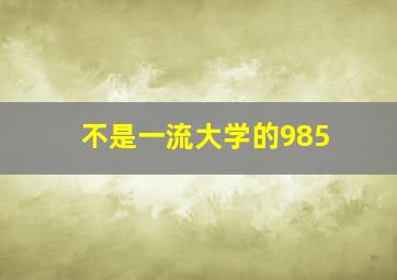 不是一流大学的985