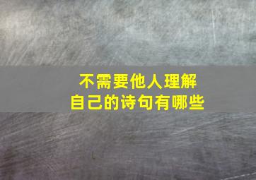 不需要他人理解自己的诗句有哪些