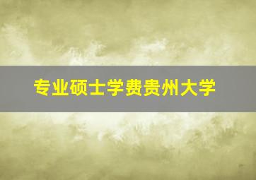 专业硕士学费贵州大学