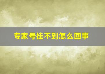 专家号挂不到怎么回事