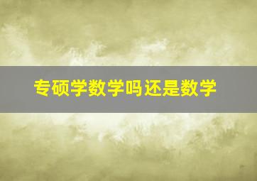 专硕学数学吗还是数学