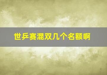 世乒赛混双几个名额啊