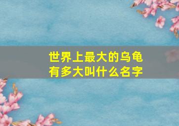 世界上最大的乌龟有多大叫什么名字