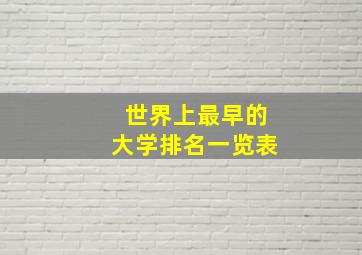 世界上最早的大学排名一览表