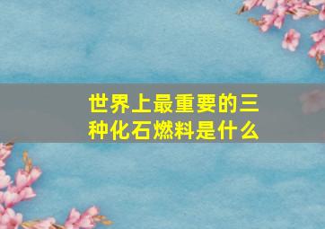 世界上最重要的三种化石燃料是什么