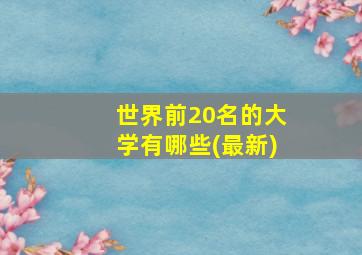 世界前20名的大学有哪些(最新)