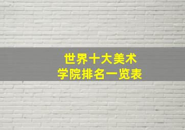 世界十大美术学院排名一览表