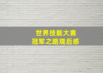 世界技能大赛冠军之路观后感