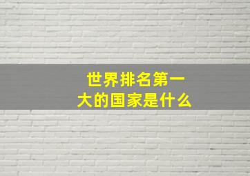 世界排名第一大的国家是什么