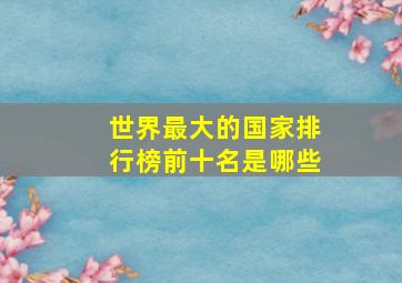 世界最大的国家排行榜前十名是哪些