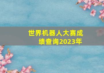 世界机器人大赛成绩查询2023年