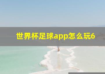 世界杯足球app怎么玩6