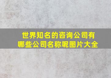 世界知名的咨询公司有哪些公司名称呢图片大全