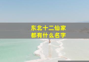 东北十二仙家都有什么名字