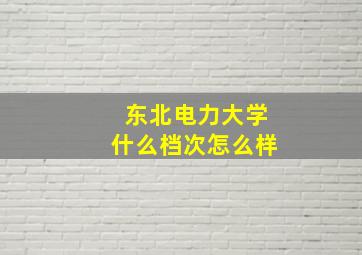 东北电力大学什么档次怎么样