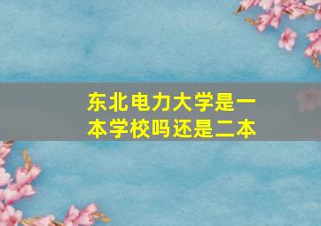 东北电力大学是一本学校吗还是二本