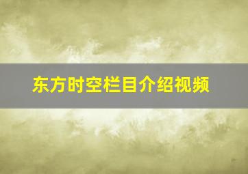 东方时空栏目介绍视频