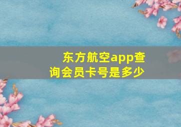 东方航空app查询会员卡号是多少