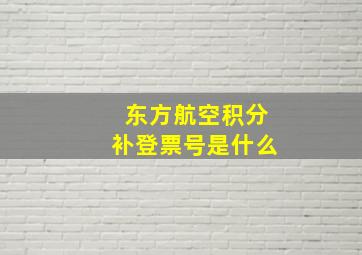 东方航空积分补登票号是什么