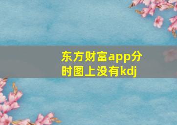 东方财富app分时图上没有kdj