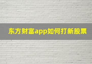 东方财富app如何打新股票