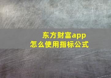 东方财富app怎么使用指标公式